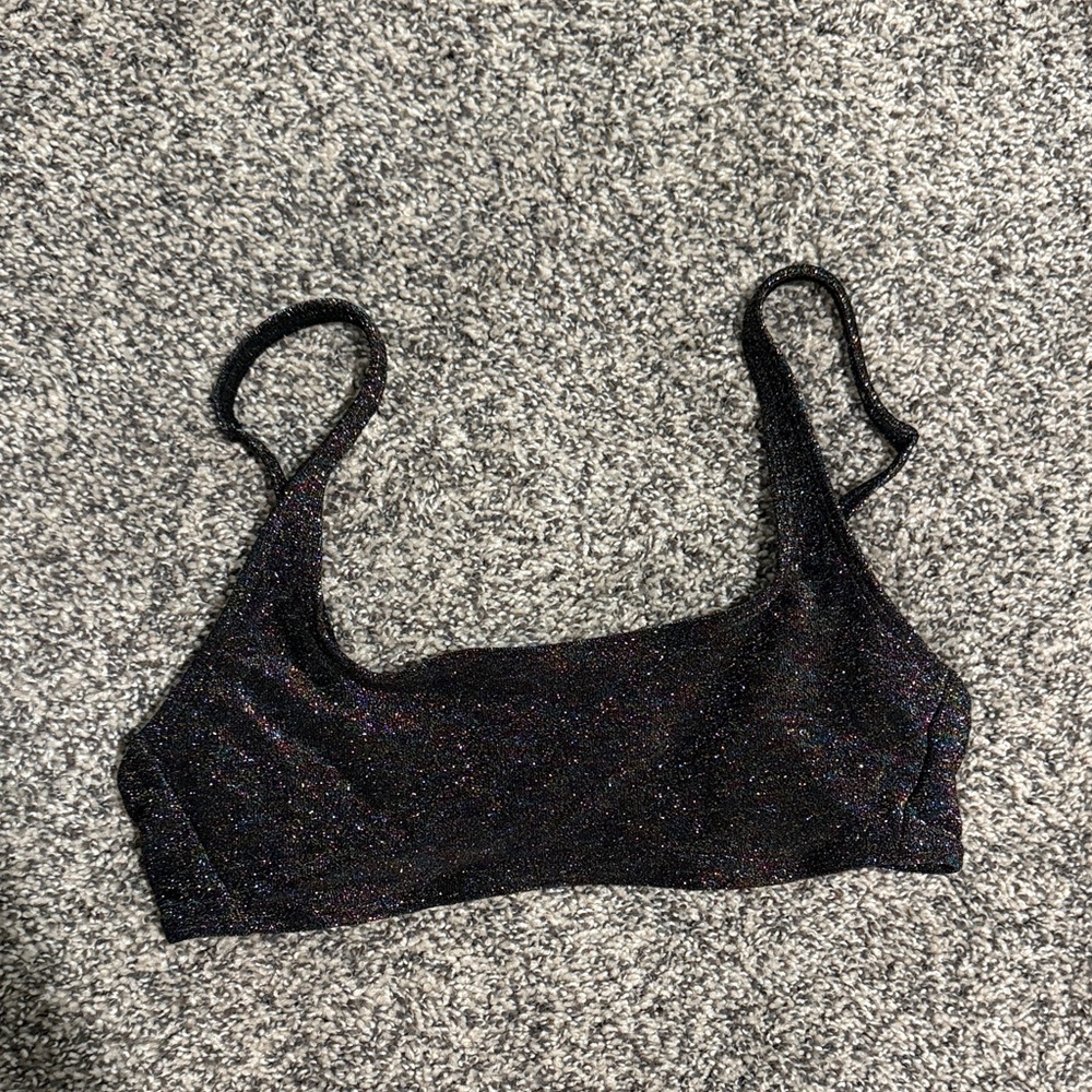 Black Glitter Bikini Top